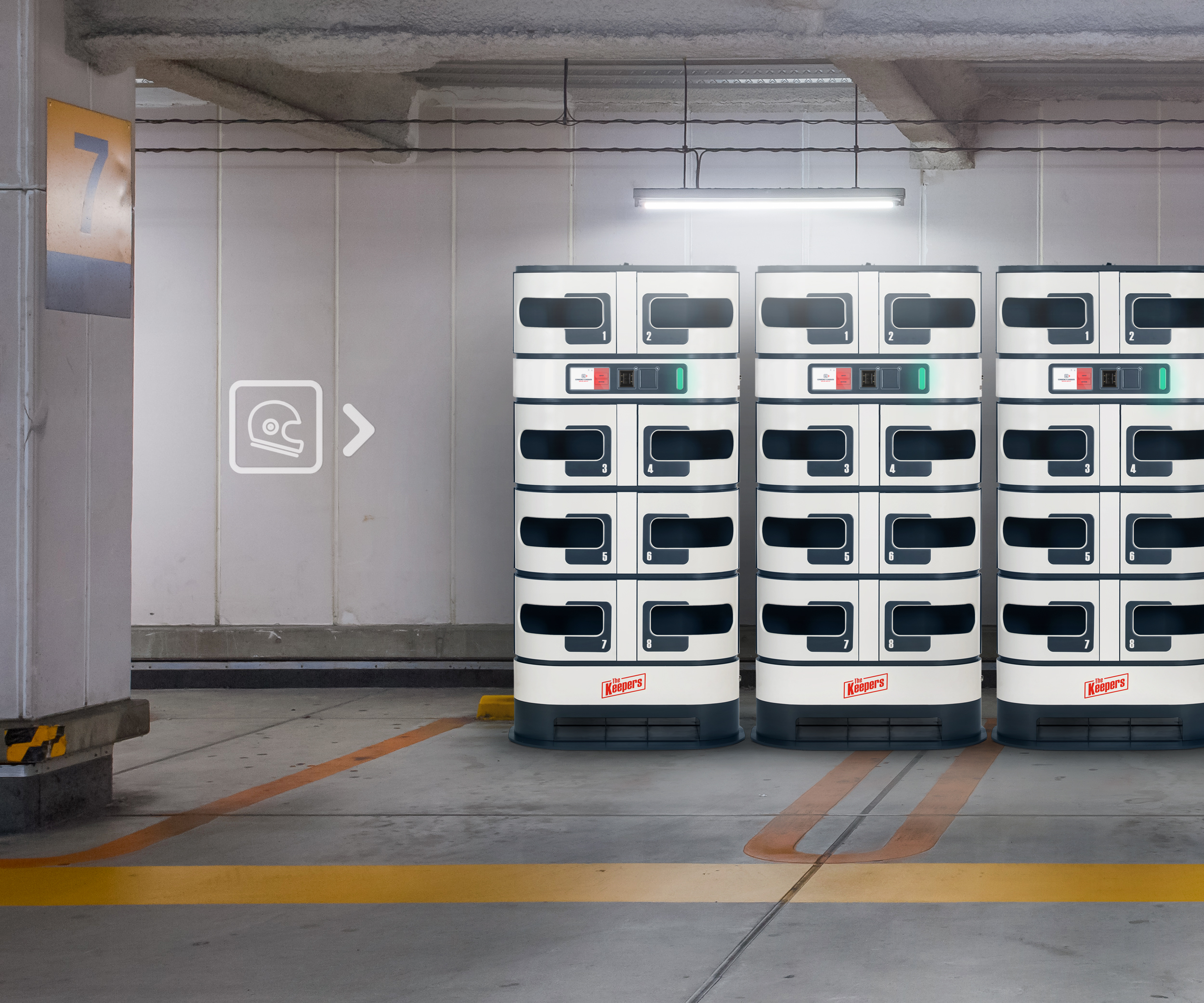 Motorcycle helmet locker - 8-storage version